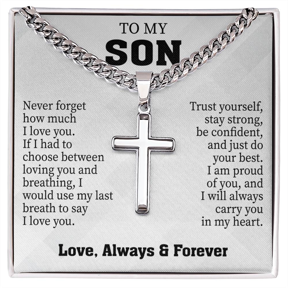 To My Son (Love, Always & Forever) Message Card Necklace