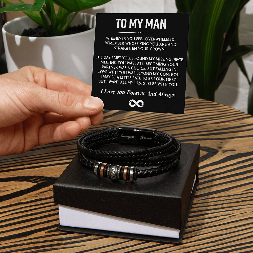 To My Man (I Love You Forever and Always) Message Card Bracelet