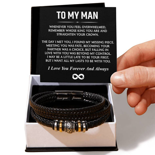 To My Man (I Love You Forever and Always) Message Card Bracelet