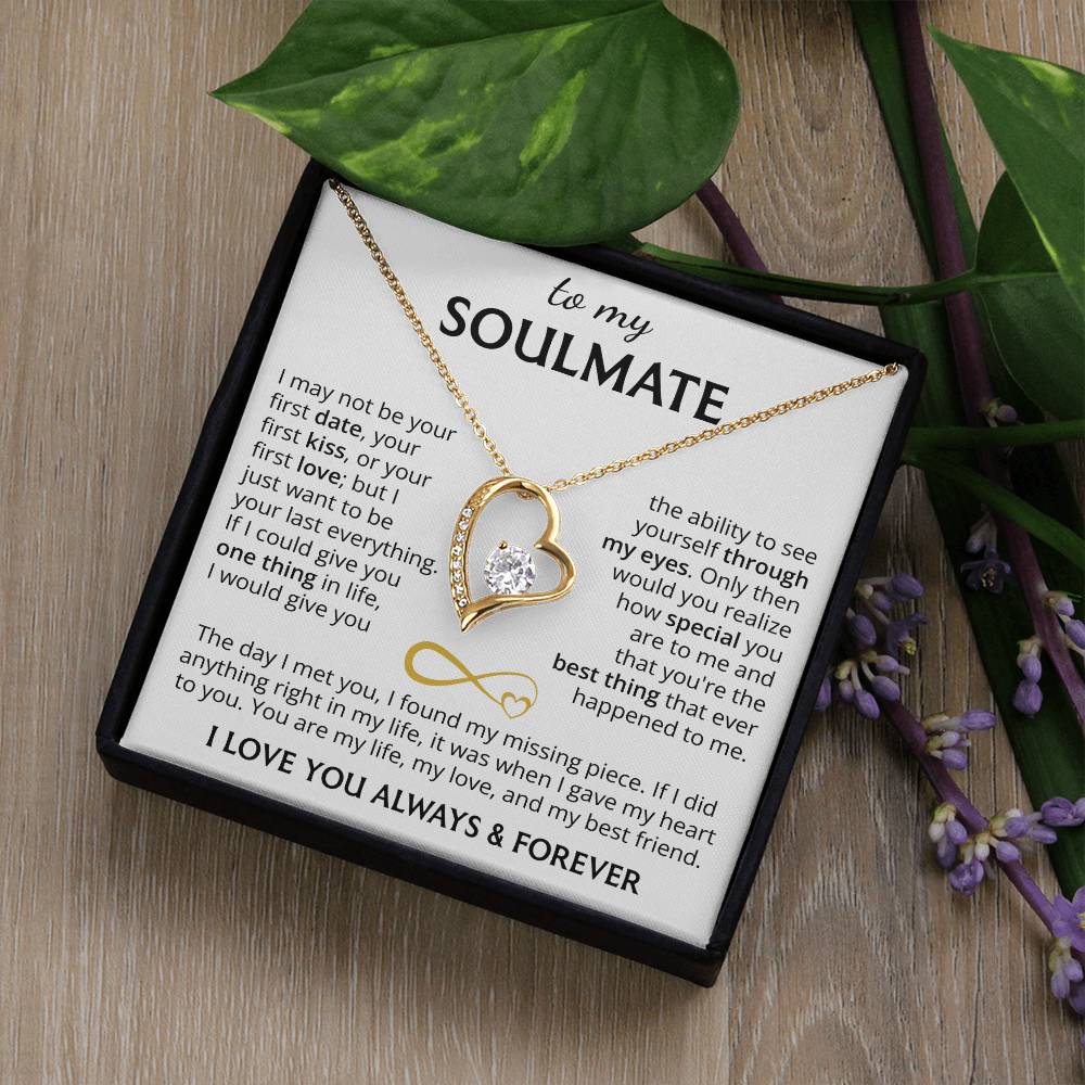 To My Soulmate (I Love You Always & Forever) Message Card Necklace