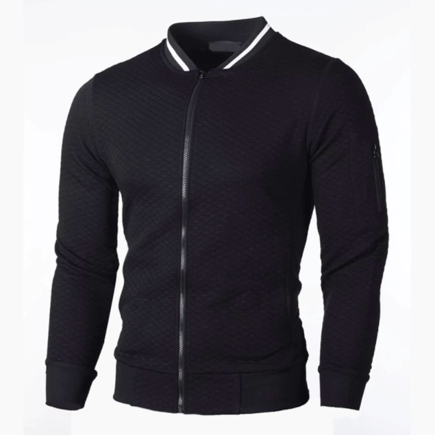 Zip Stand Collar Casual Jacket