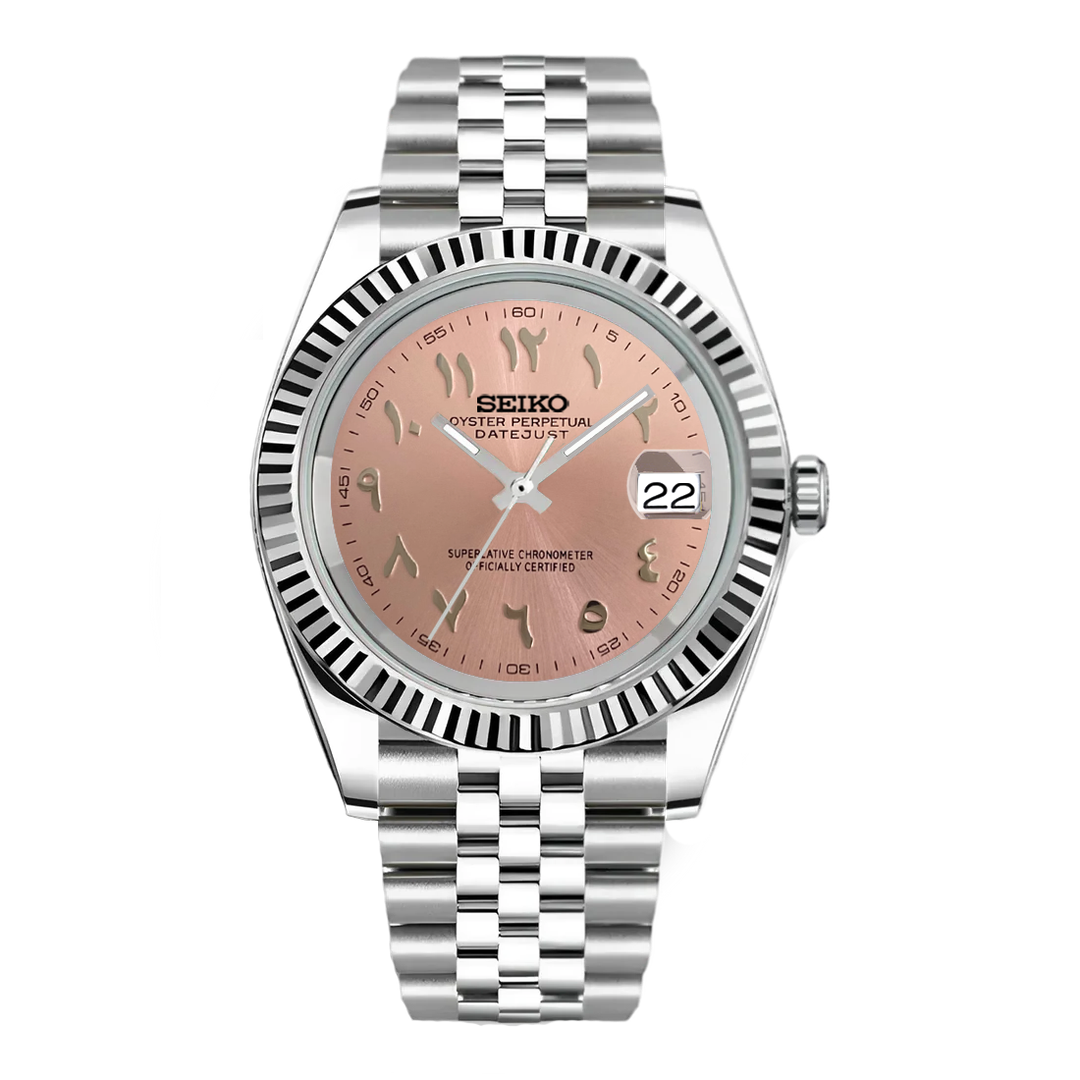 SEIKO MOD DATEJUST ARABIC DIAL | SILVER ROSE