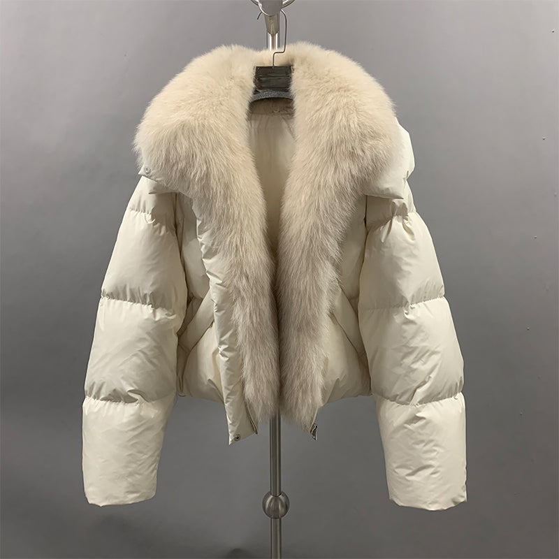 VVS Diana Real Fur-Trim Detachable Cropped Puffer Jacket