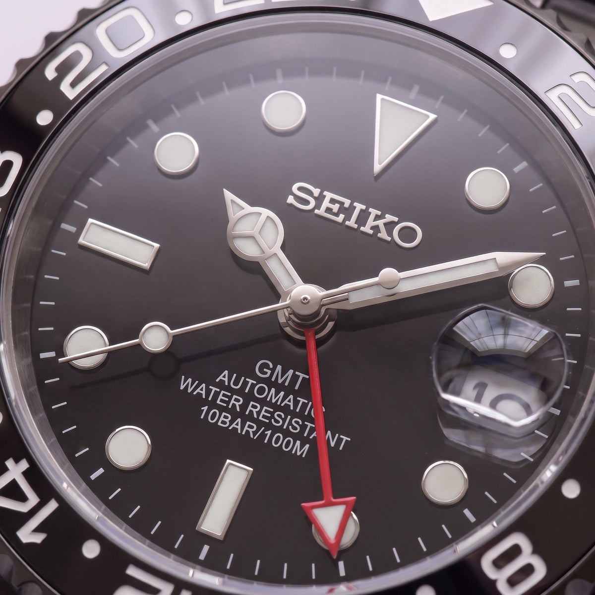 Stealth Redstrike dial and GMT hand close-up