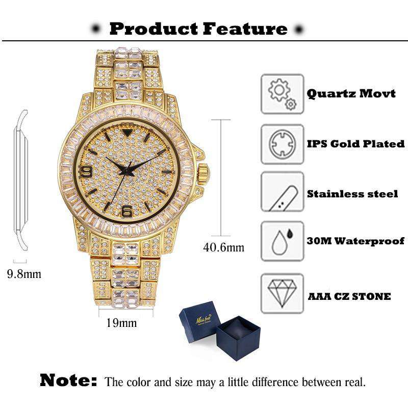 Hip Hop Fresh Jewelry hip hop jewelry 18k Gold Plated Swag and Surf Watch and Chain Combo