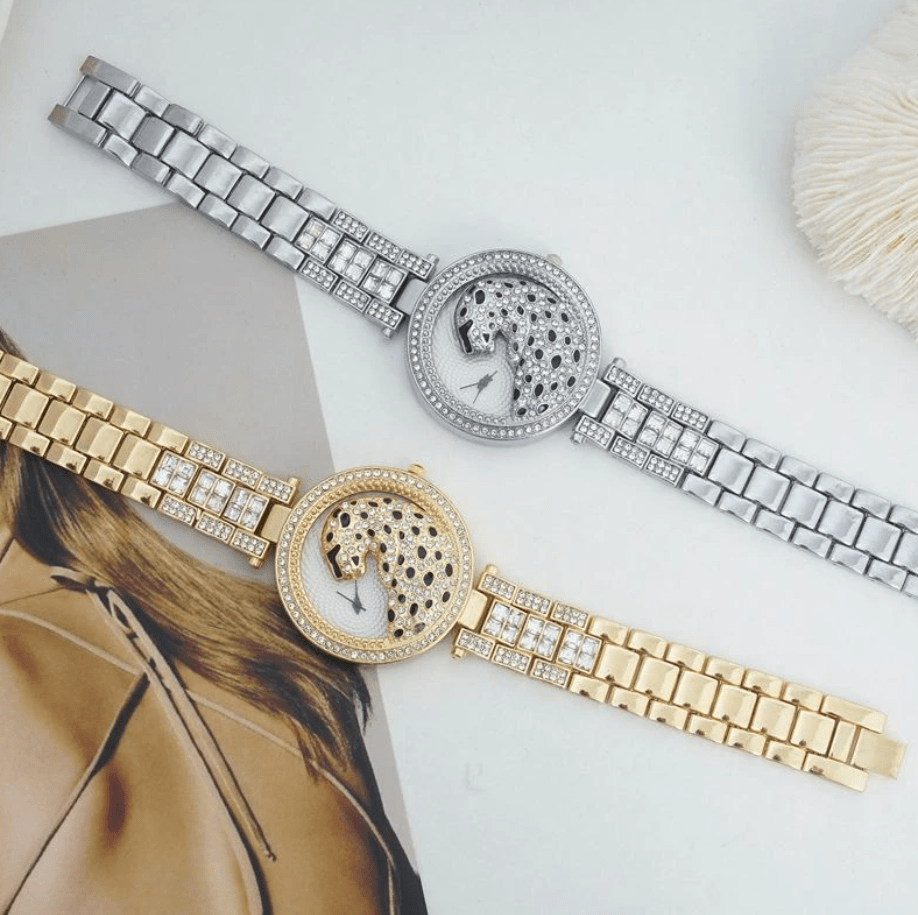 Hip Hop Fresh Jewelry hip hop jewelry 18k Gold Quartz Diamond Leopard Watch