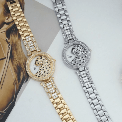 Hip Hop Fresh Jewelry hip hop jewelry 18k Gold Quartz Diamond Leopard Watch