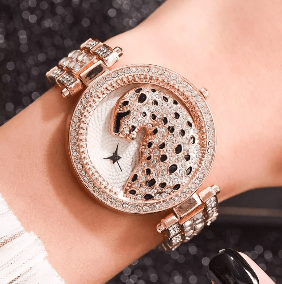 Hip Hop Fresh Jewelry hip hop jewelry 18k Gold Quartz Diamond Leopard Watch