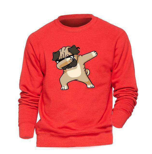 Hip Hop Fresh Jewelry hip hop jewelry Red / S Dabbin' Pug Sweatshirt