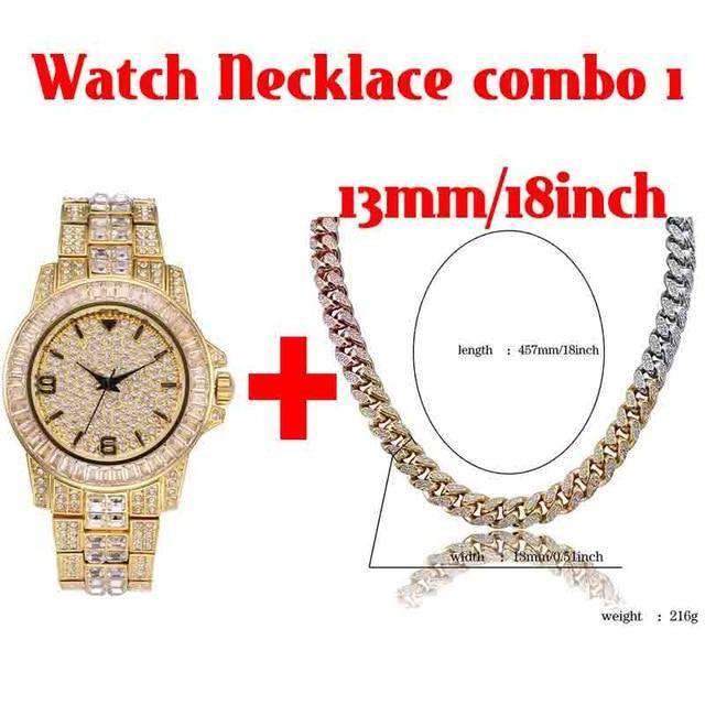 Hip Hop Fresh Jewelry hip hop jewelry Watch NC combo 1 18k Gold Plated Swag and Surf Watch and Chain Combo