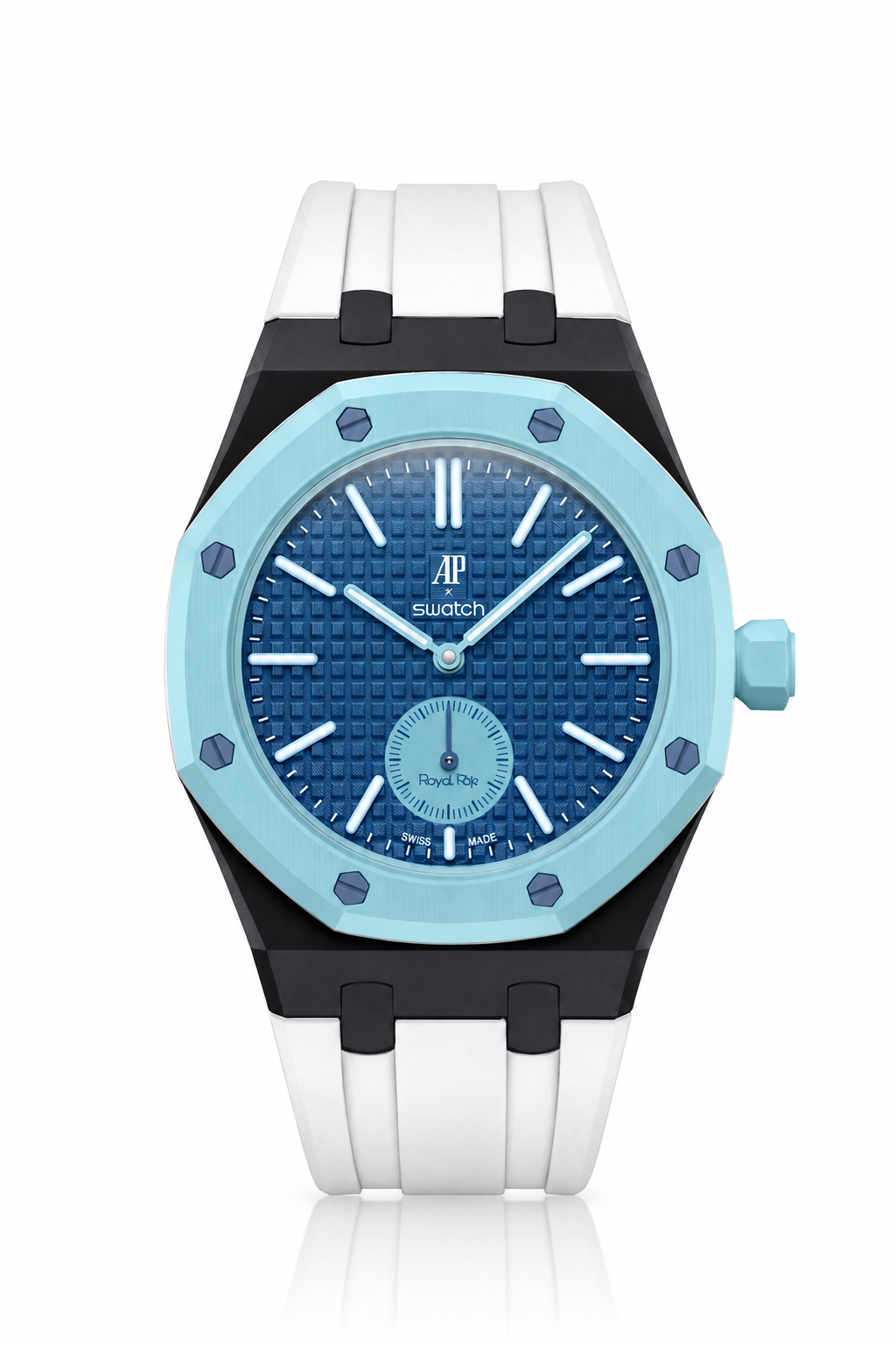combo::black::rubber-strap-for-ap-x-swatch-royal-pop-white