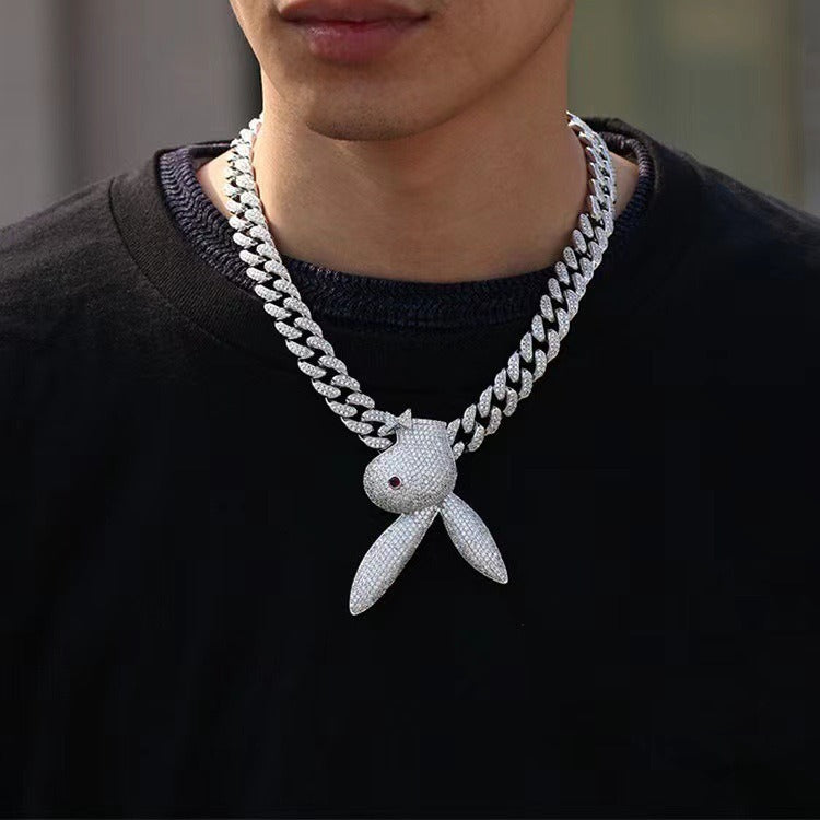 Upside Down Bunny Playboi Carti-inspirierte Anhänger Halskette Rapper Kette