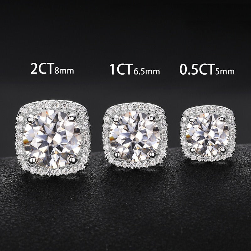 VVS Jewelry 925 Sterling Silver Moissanite Square Earrings