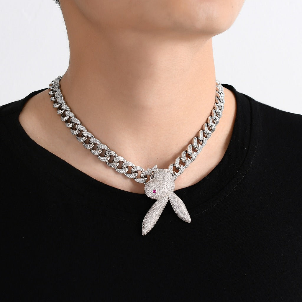 Upside Down Bunny Playboi Carti-inspirierte Anhänger Halskette Rapper Kette