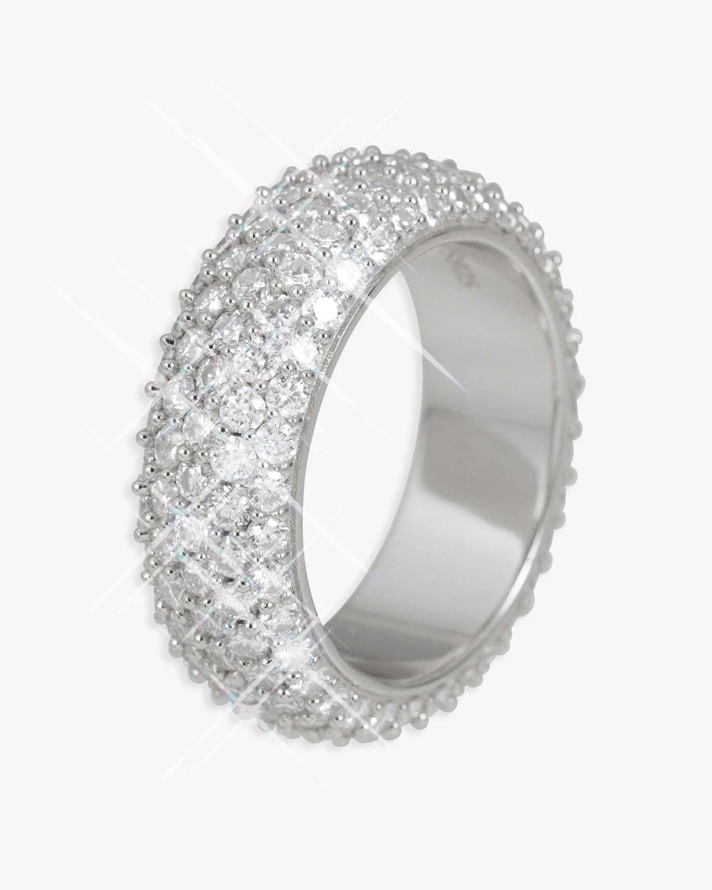 5-Row 14K Gold Plated Iced Out VVS Band Ring