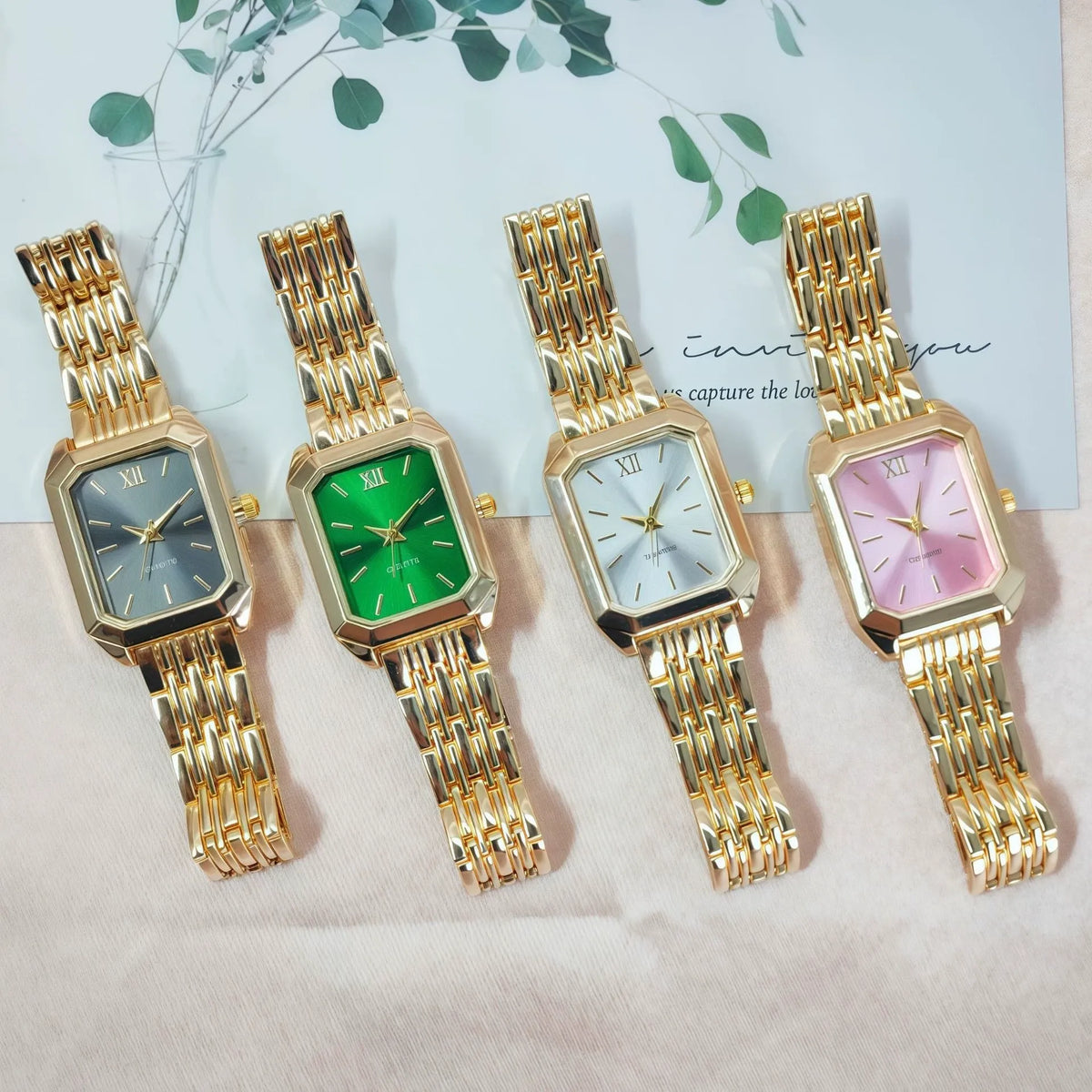 Bling Klassische Quadratische Damenuhr