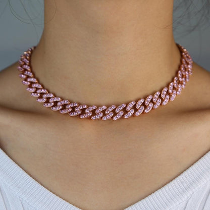 Jewelhery hip hop jewelry chains Pink Cuban Choker Chain