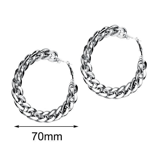 Jewelhery hip hop jewelry Silver 70mm Vintage Cuban Hoop Earrings