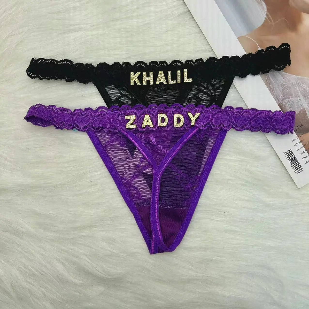 Custom Letter Thong Panties with Personalized Name