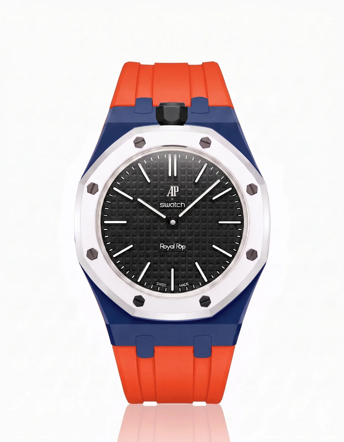 combo::navy-blue::rubber-strap-for-ap-x-swatch-royal-pop-orenji-orange