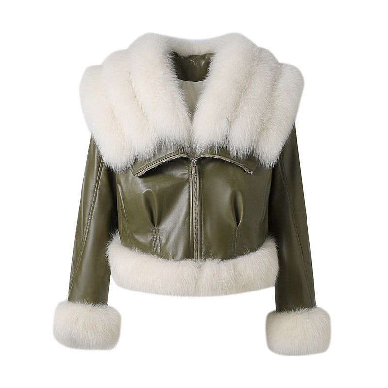 Mindy Genuine Goose down Leather Fur Jacket