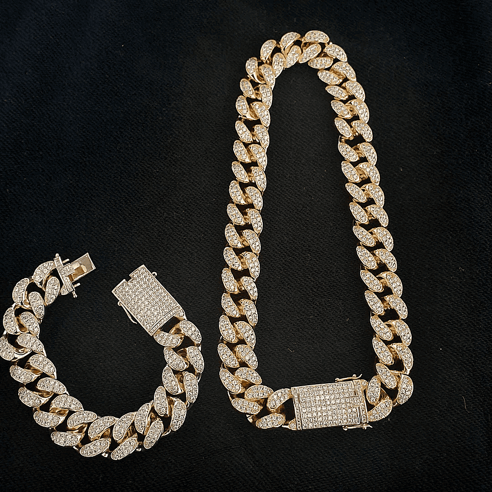 VVS Jewelry hip hop jewelry 18k Gold/Silver Chain + FREE Bracelet Bundle - Original Price