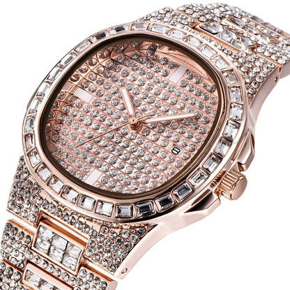 VVS Jewelry hip hop jewelry Baguette Rose Gold Iced Watch