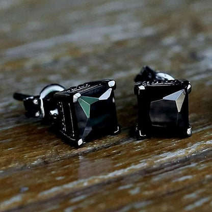 VVS Jewelry hip hop jewelry Black 925 Sterling Silver CZ Diamond Stud Men's Earrings