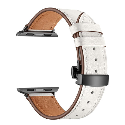 VVS Jewelry hip hop jewelry black button white / 38mm or 40mm 41mm Apple Watch Band Leather Strap
