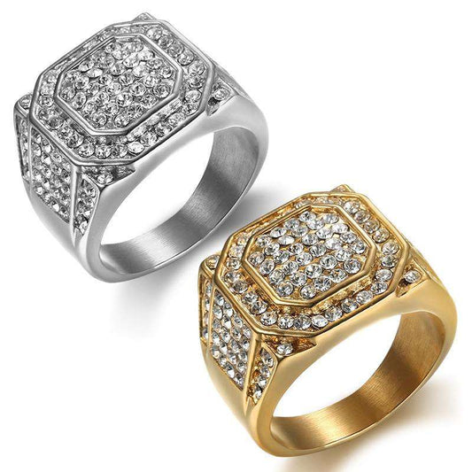 VVS Jewelry hip hop jewelry Blingy Silver/Gold Square Ring