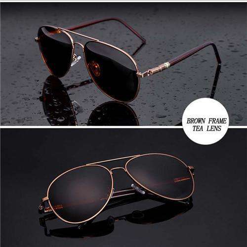 VVS Jewelry hip hop jewelry Brown Frame Tea Beckham Metal Polarized Aviator Sunglasses