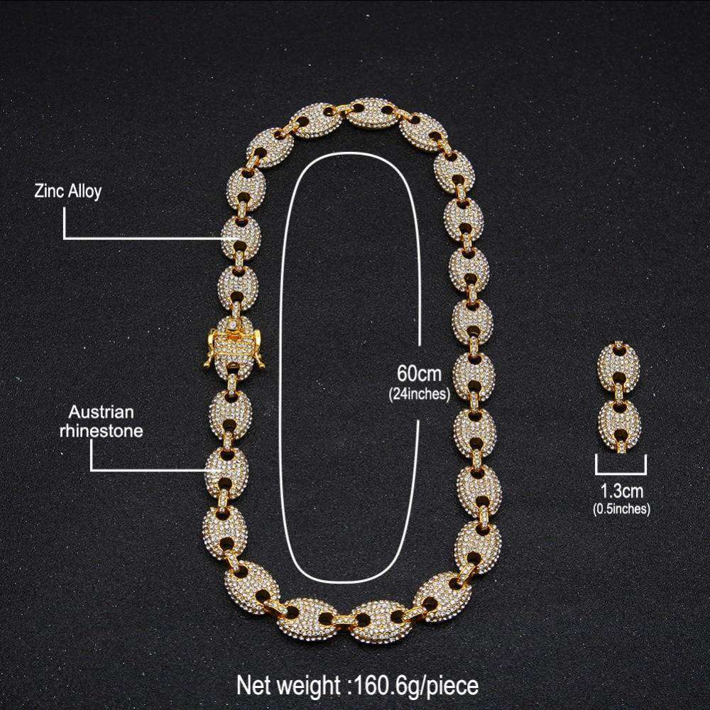 VVS Jewelry hip hop jewelry chain 18k Gold CZ G-Link Chain