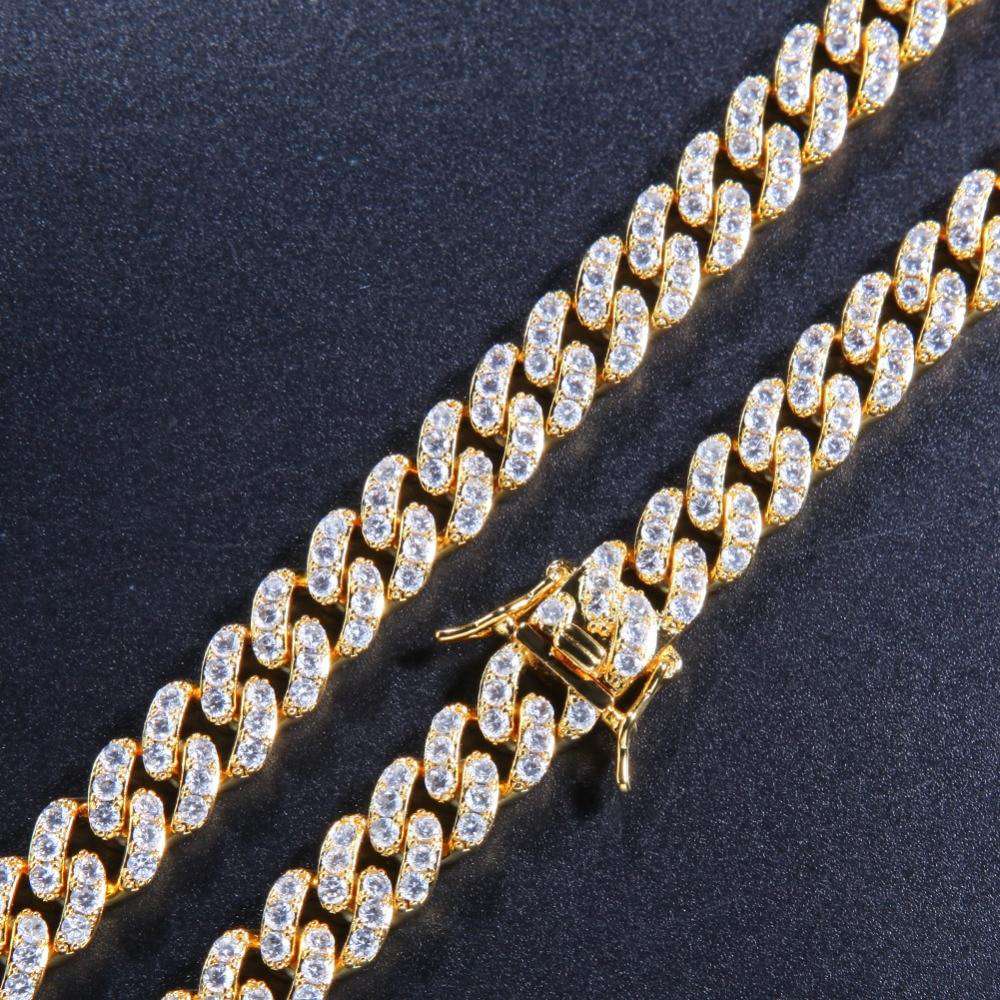 VVS Jewelry hip hop jewelry Cuban 9mm Micro Pave Ultra Bling Women's Cuban Link Chain