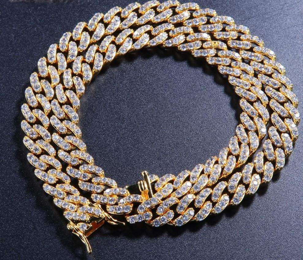 VVS Jewelry hip hop jewelry Cuban 9mm Micro Pave Ultra Bling Women's Cuban Link Chain