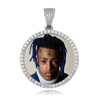 VVS Jewelry hip hop jewelry Cuban Chain / 24inch / Silver VVS Jewelry Large Custom Photo Pendant + Free Chain