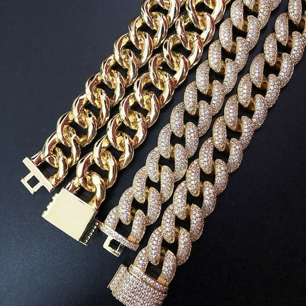 VVS Jewelry hip hop jewelry Cuban Frosty Extra Iced Gold Cuban Chain