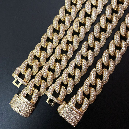 VVS Jewelry hip hop jewelry Cuban Frosty Extra Iced Gold Cuban Chain