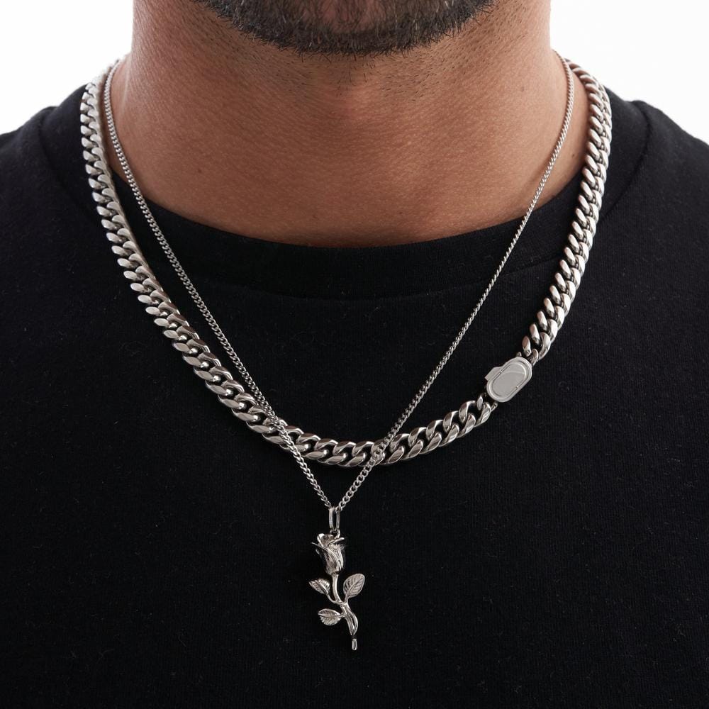 VVS Jewelry hip hop jewelry Cuban Silver / 20" 8mm Cuban Chain & FREE Cuban Bracelet Bundle