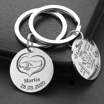 VVS Jewelry hip hop jewelry Custom Newborn Baby Engraved Name Keychain