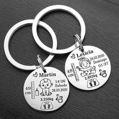 VVS Jewelry hip hop jewelry Custom Newborn Baby Engraved Name Keychain