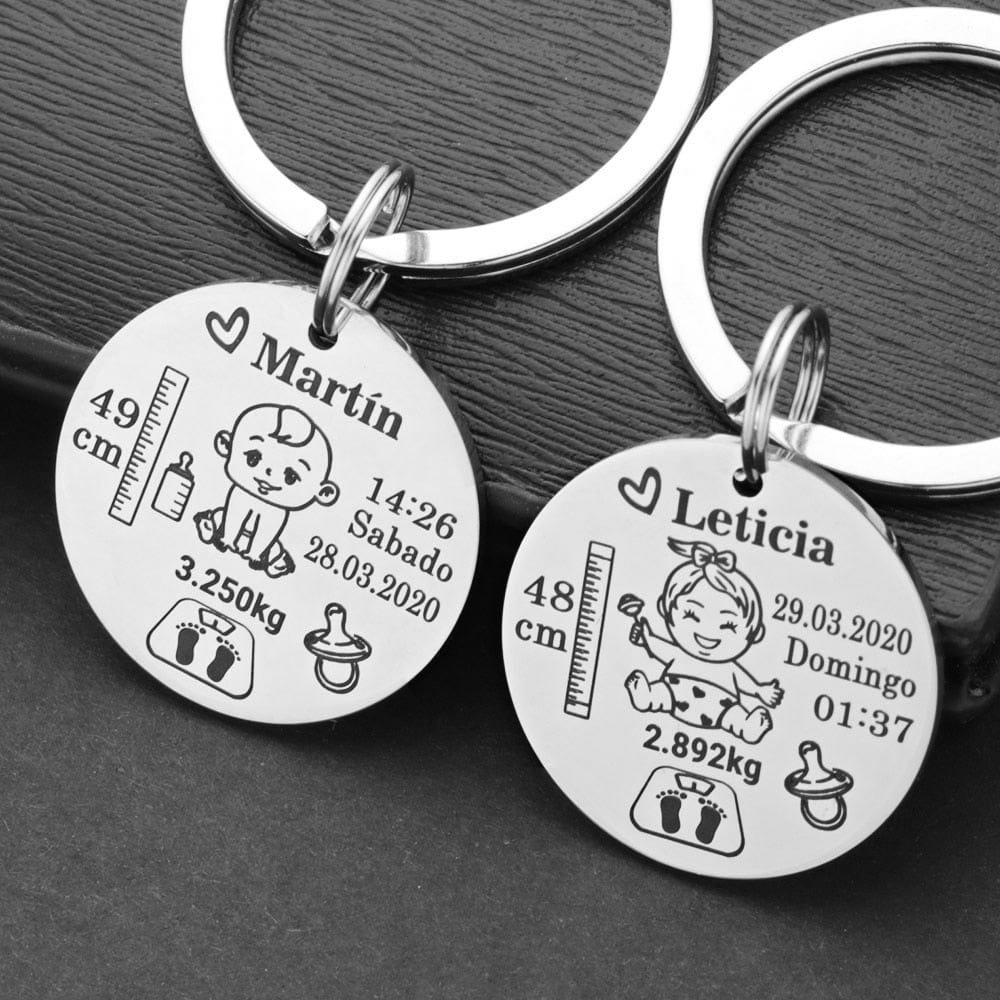 VVS Jewelry hip hop jewelry Custom Newborn Baby Engraved Name Keychain