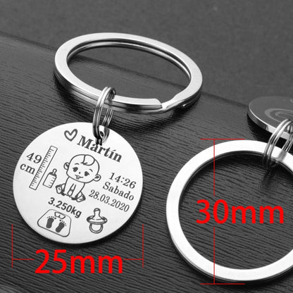 VVS Jewelry hip hop jewelry Custom Newborn Baby Engraved Name Keychain