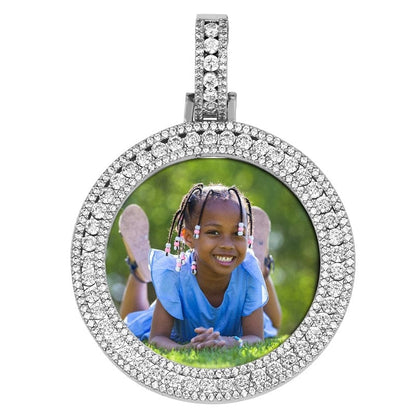 VVS Jewelry hip hop jewelry Custom Round Stone Photo Pendant + FREE backside engraving