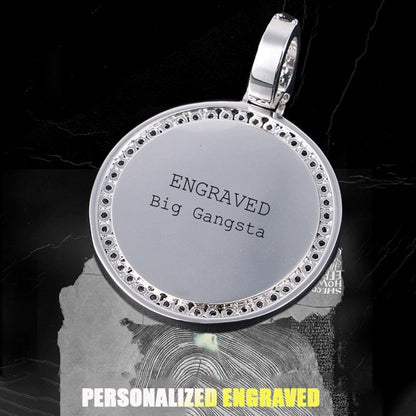 VVS Jewelry hip hop jewelry Custom Round Stone Photo Pendant + FREE backside engraving