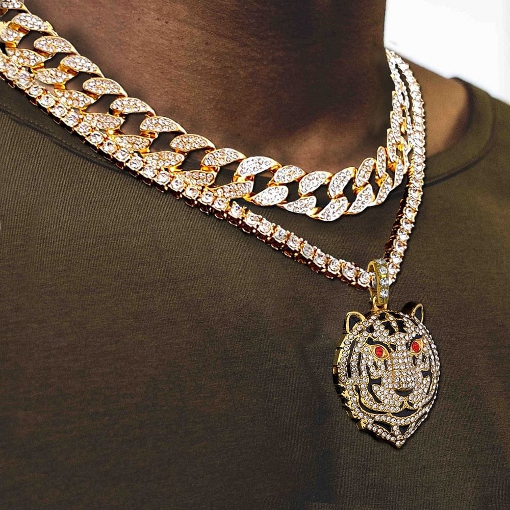 VVS Jewelry hip hop jewelry Everything Combo Set Drizzy Tiger Tennis plus Cuban Choker Set