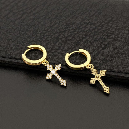 VVS Jewelry hip hop jewelry Flower Cross 925 Silver Moissanite Earrings