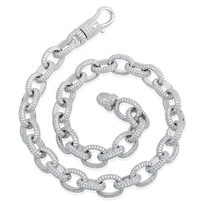 VVS Jewelry hip hop jewelry Fully Iced 15MM Icy Rolo Chain