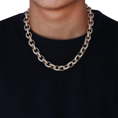 VVS Jewelry hip hop jewelry Fully Iced 15MM Icy Rolo Chain