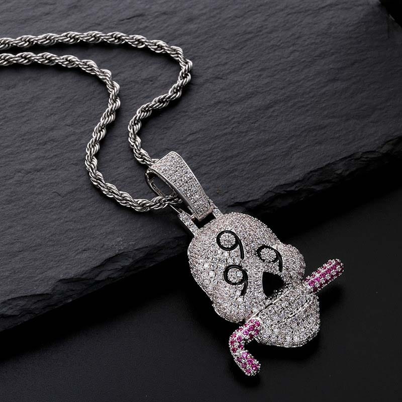 VVS Jewelry hip hop jewelry Fully Iced 999 Skull Pendant Chain