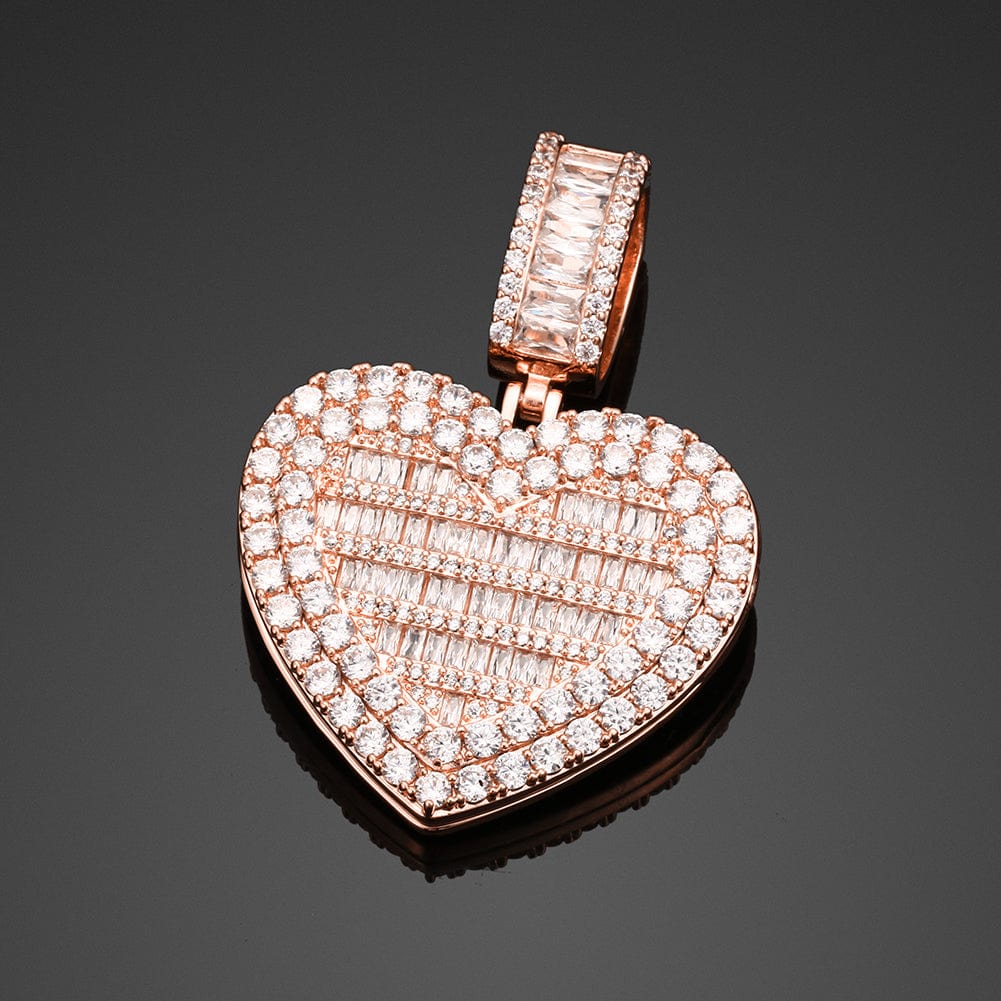 VVS Jewelry hip hop jewelry Fully Iced Custom Heart Baguette Picture Pendant